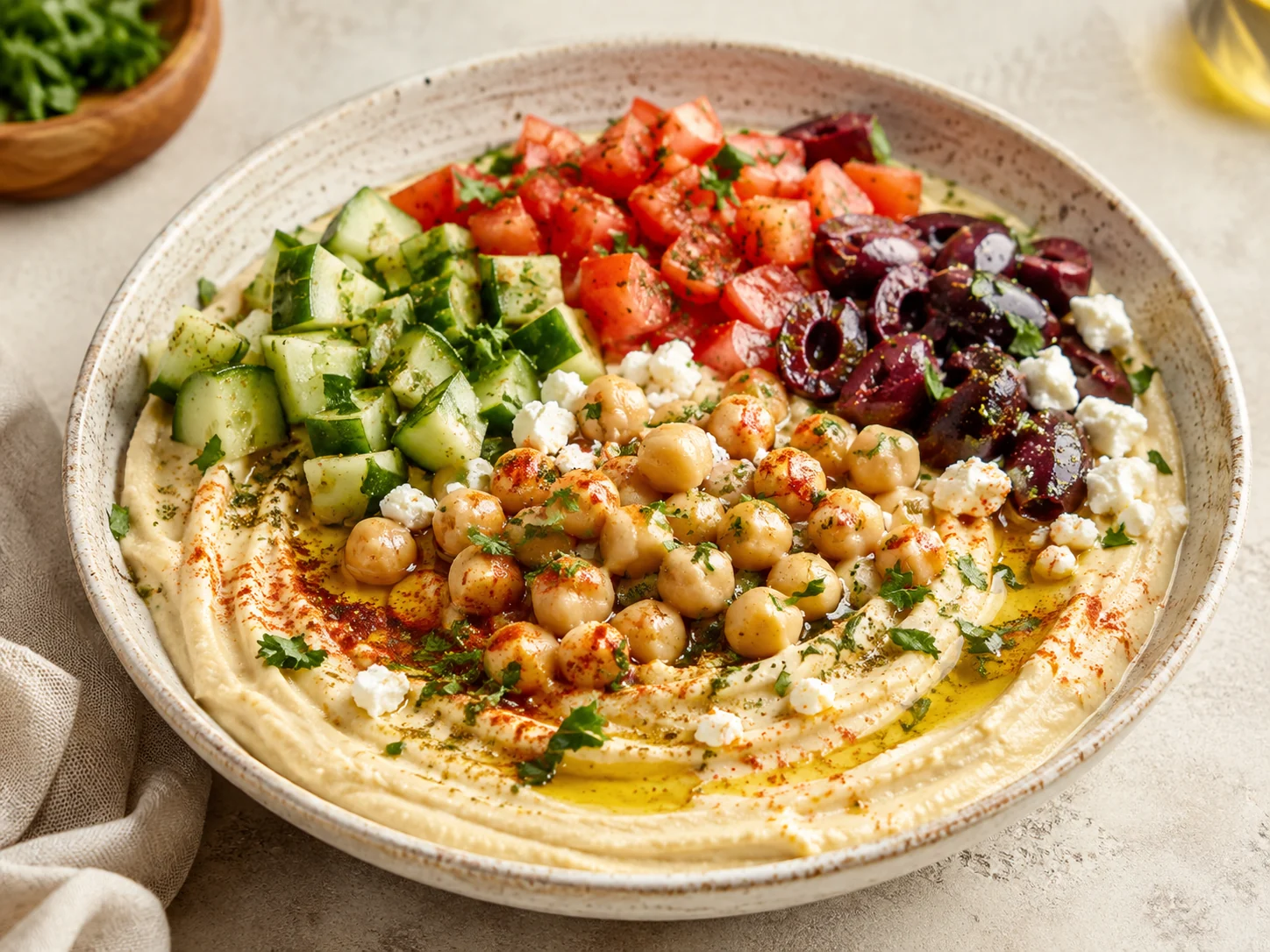 Easy Mediterranean Hummus Bowl