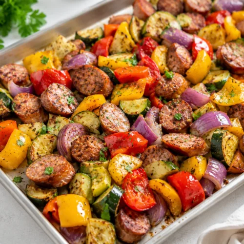 Easy Sheet Pan Sausage and Vegetables