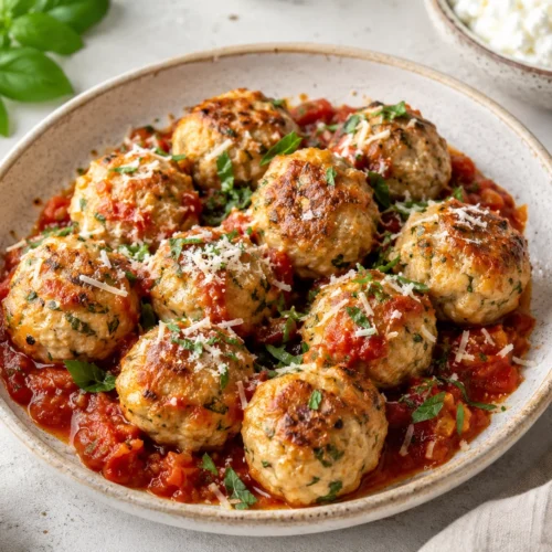 High-Protein Chicken Meatballs with Cottage Cheese