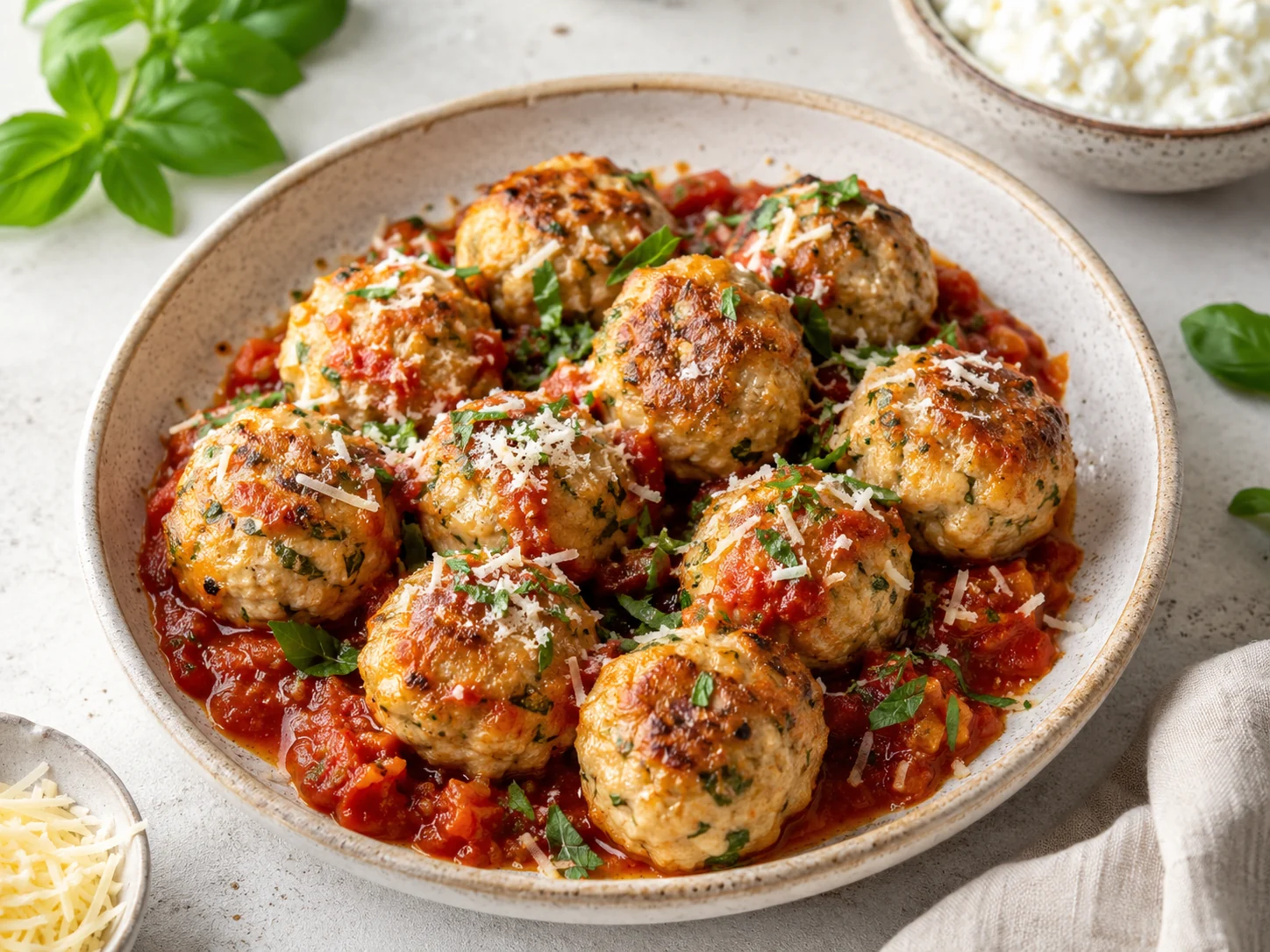 High-Protein Chicken Meatballs with Cottage Cheese