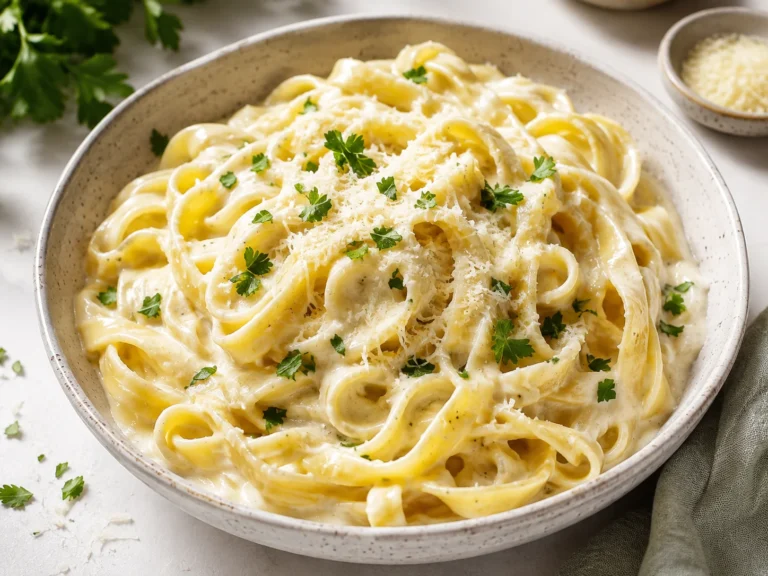 High-Protein Cottage Cheese Alfredo Pasta